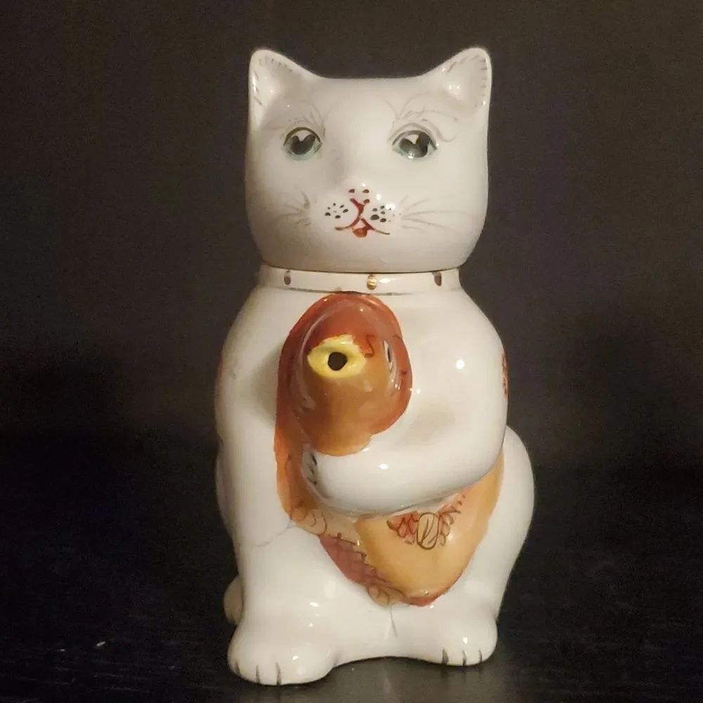 Cat Fish Chinese Teapot Handpainted